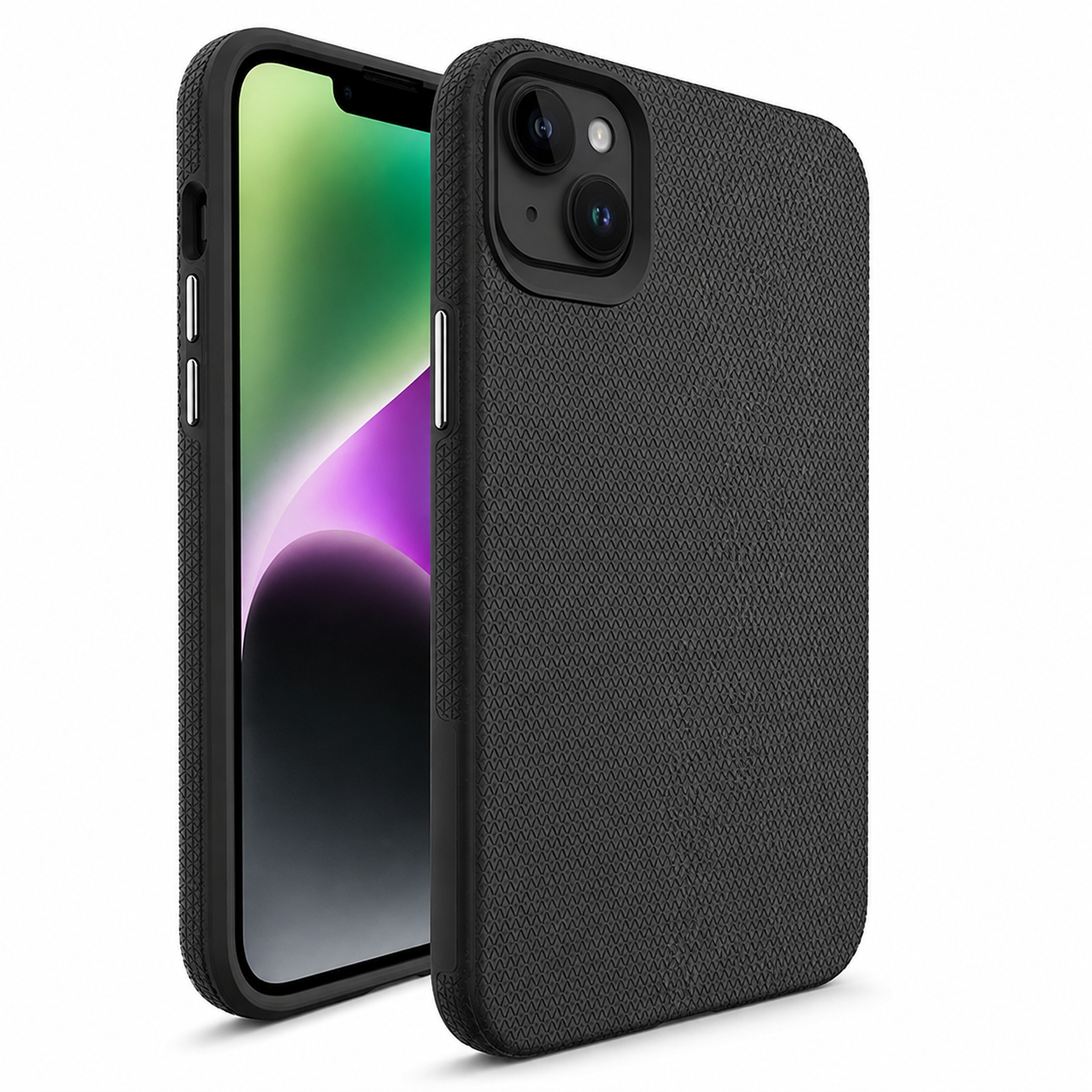 Apple iPhone 15 Black Geometric Case with Raised Camera Protection