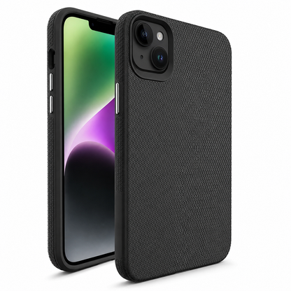 Apple iPhone 15 Black Geometric Case with Raised Camera Protection