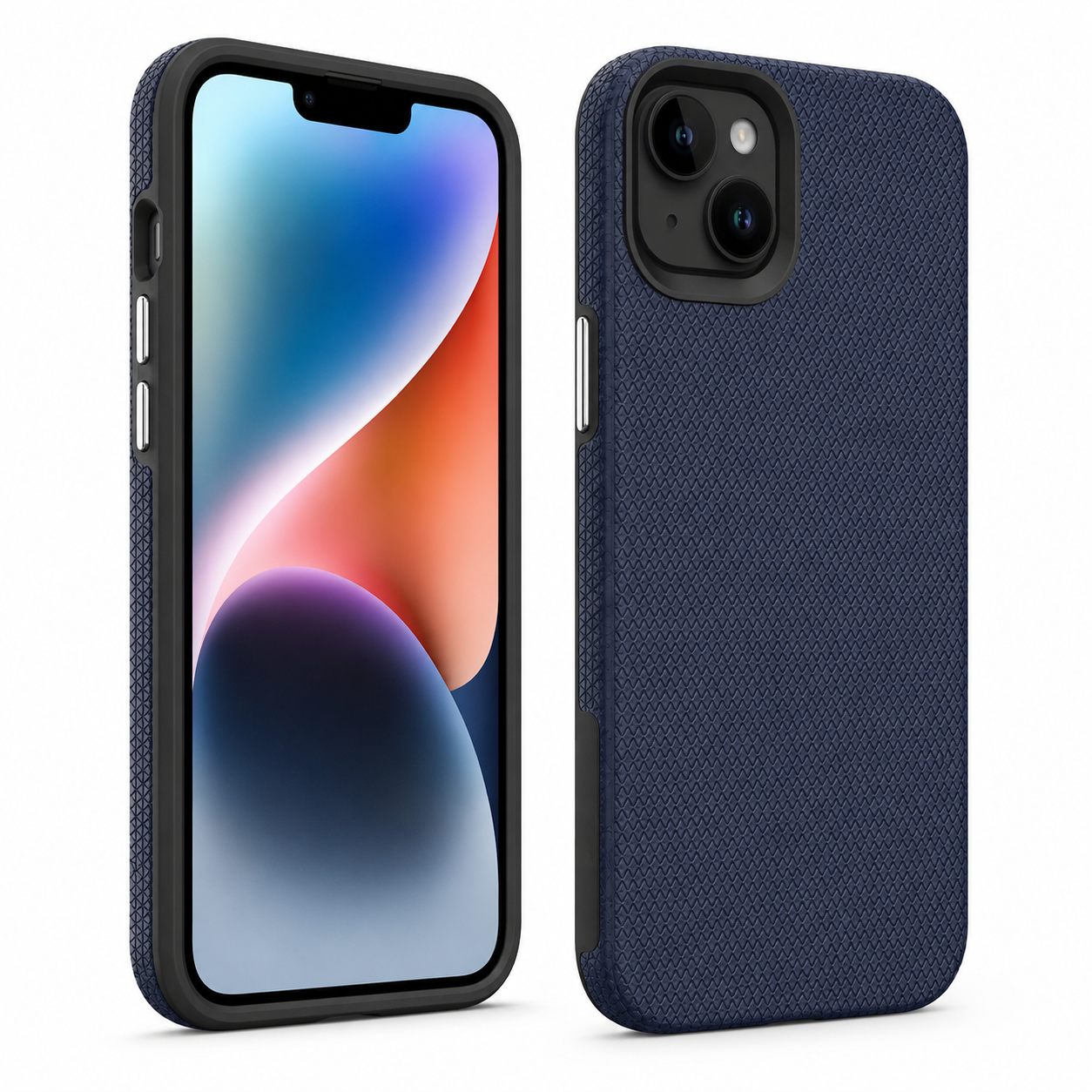 Triangle Geometric Case for Apple iPhone 15 - Navy Protective Phone Case