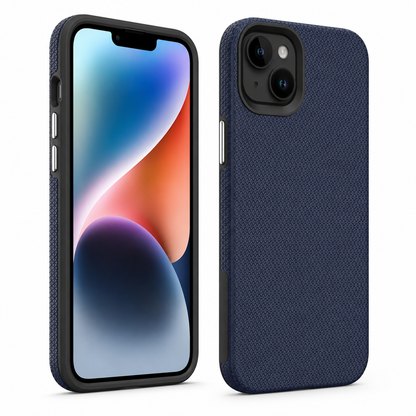 Triangle Geometric Case for Apple iPhone 15 - Navy Protective Phone Case