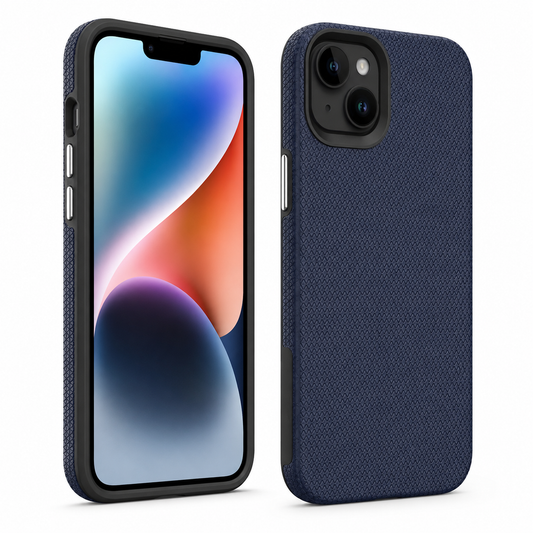 Triangle Geometric Case for Apple iPhone 15 - Navy Protective Phone Case