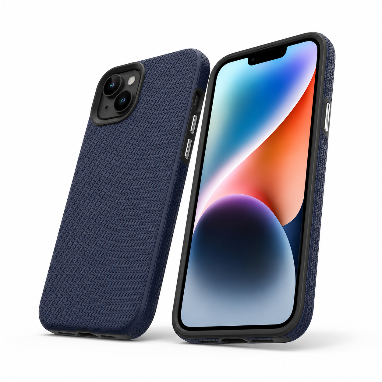 Navy Protective Mobile Cover for Apple iPhone 15 with Geometric Texture