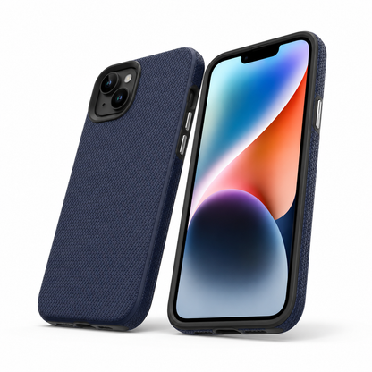 Navy Protective Mobile Cover for Apple iPhone 15 with Geometric Texture