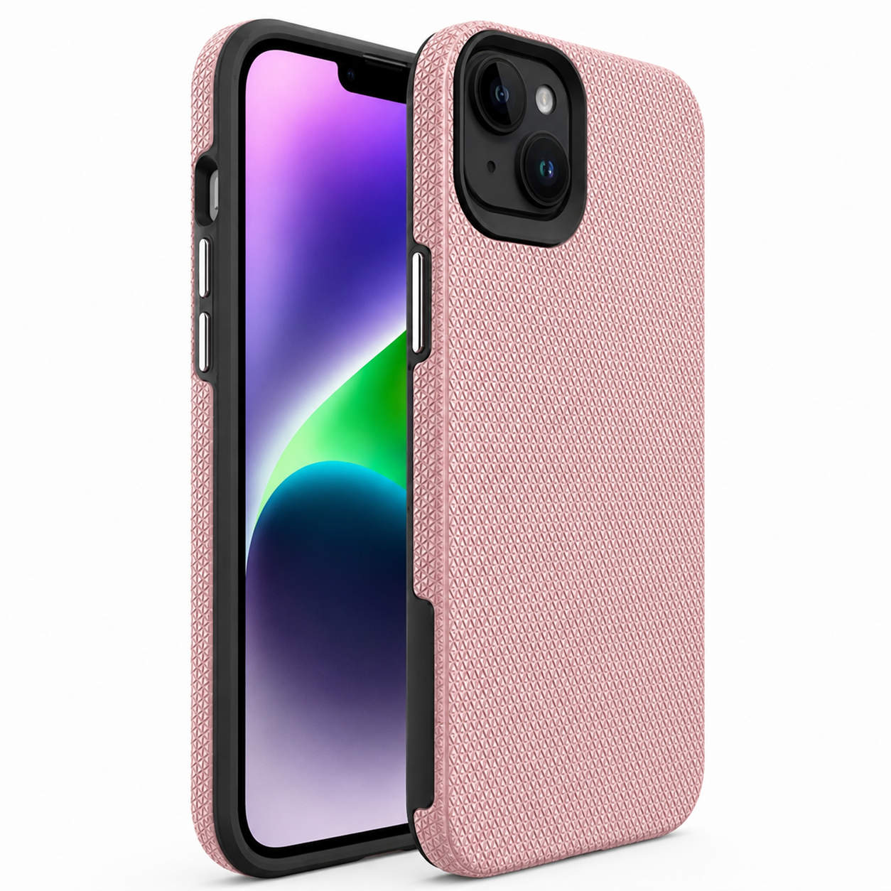 Triangle Pattern Rose Gold iPhone 15 Case Slim Anti-Slip Protective Cover