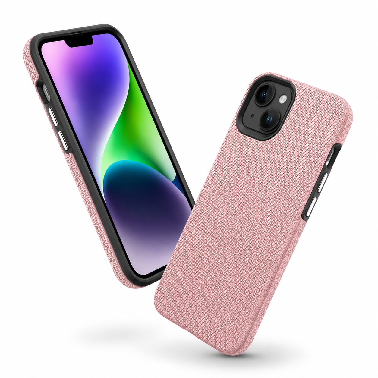 Rose Gold Protective Mobile Cover for Apple iPhone 15 with Geometric Texture