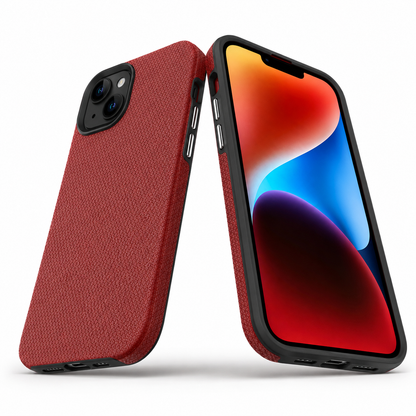 Red Protective Mobile Cover for Apple iPhone 15 with Geometric Texture