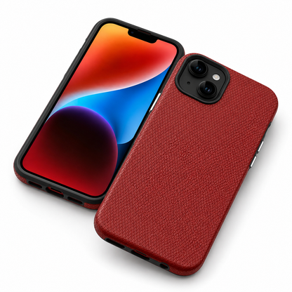 Apple iPhone 15 Red Geometric Case with Raised Camera Protection