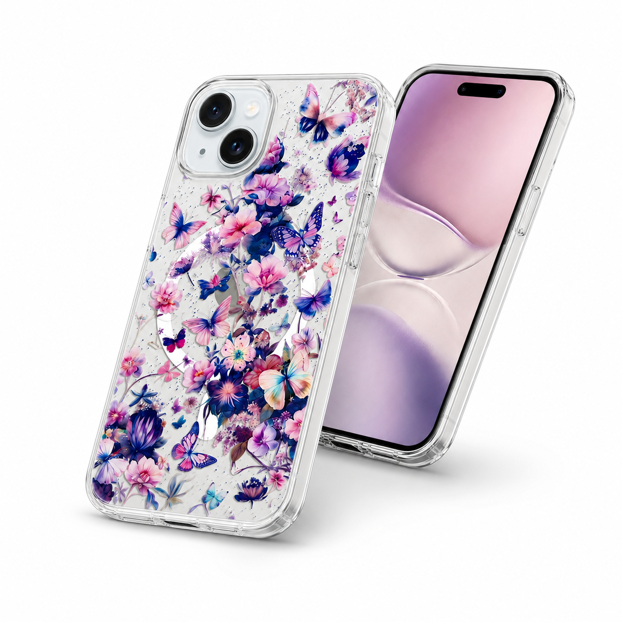 Protective MagSafe Phone Case for Apple iPhone 15 Floral Pattern
