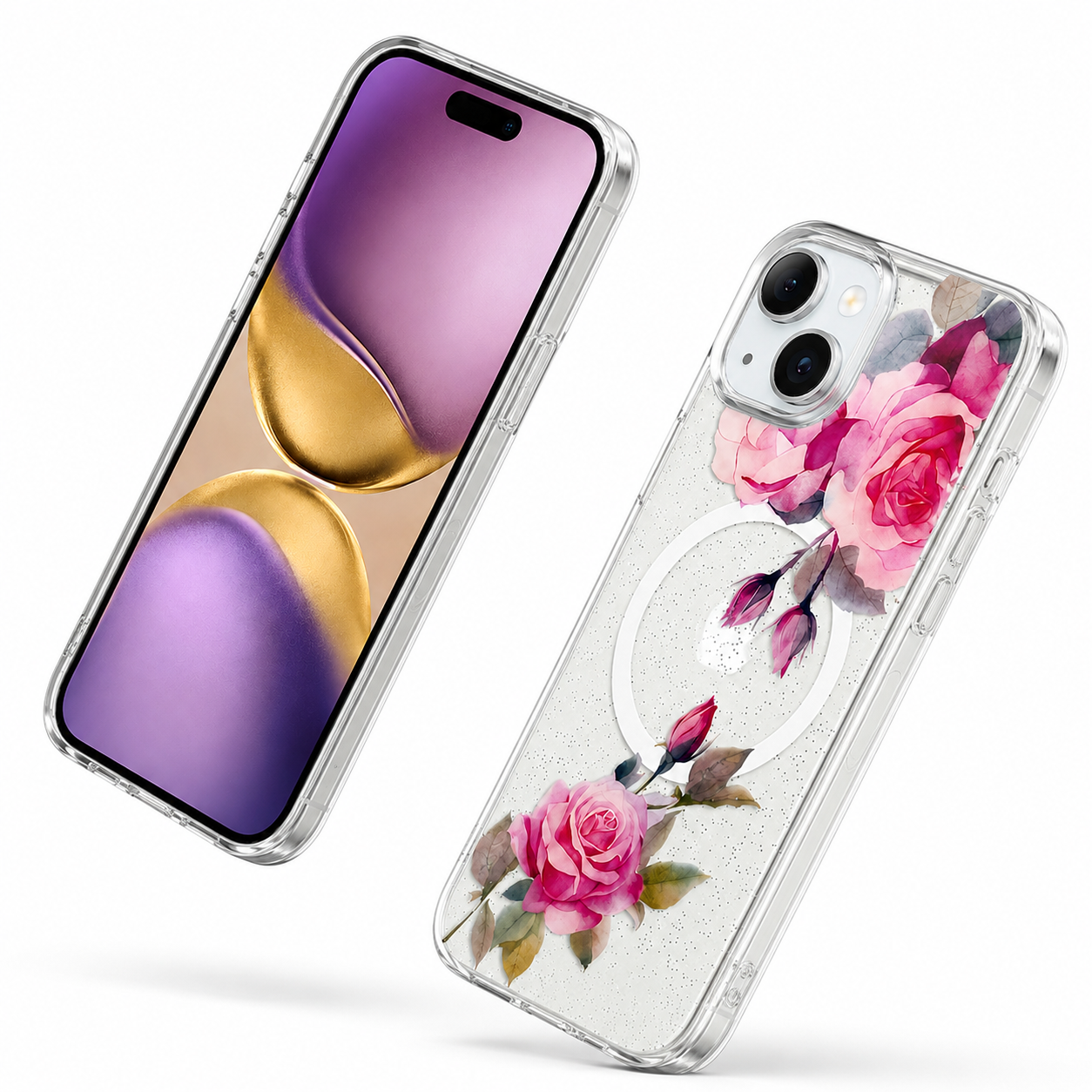 Protective MagSafe Phone Case for Apple iPhone 15 Floral Pattern