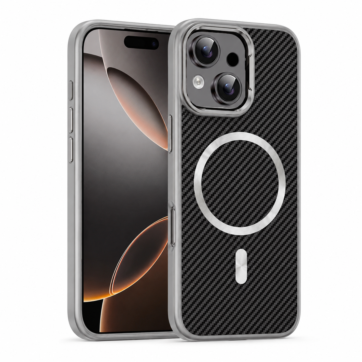 MagSafe Carbon Fiber Elite Case for Apple iPhone 15 - Grey