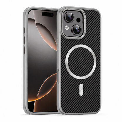 MagSafe Carbon Fiber Elite Case for Apple iPhone 15 - Grey