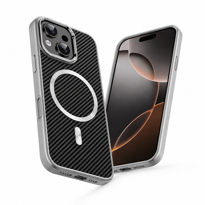 MagSafe Carbon Fiber Elite Case for Apple iPhone 15 - Grey