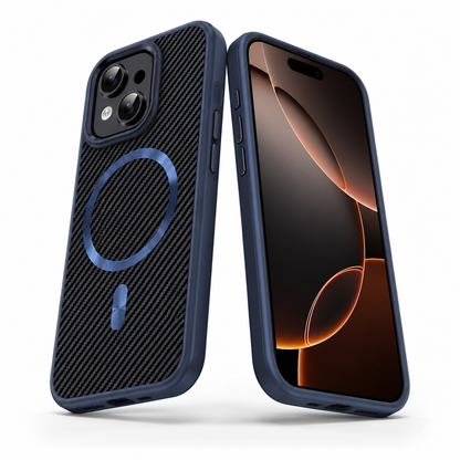 MagSafe Carbon Fiber Elite Case for Apple iPhone 15 - Blue
