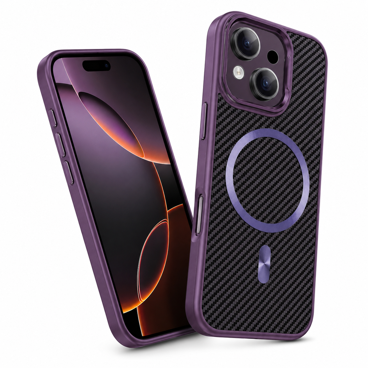 MagSafe Carbon Fiber Elite Case for Apple iPhone 15 - Purple