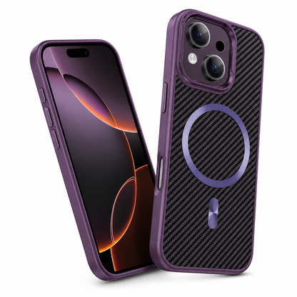 MagSafe Carbon Fiber Elite Case for Apple iPhone 15 - Purple