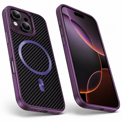 MagSafe Carbon Fiber Elite Case for Apple iPhone 15 - Purple