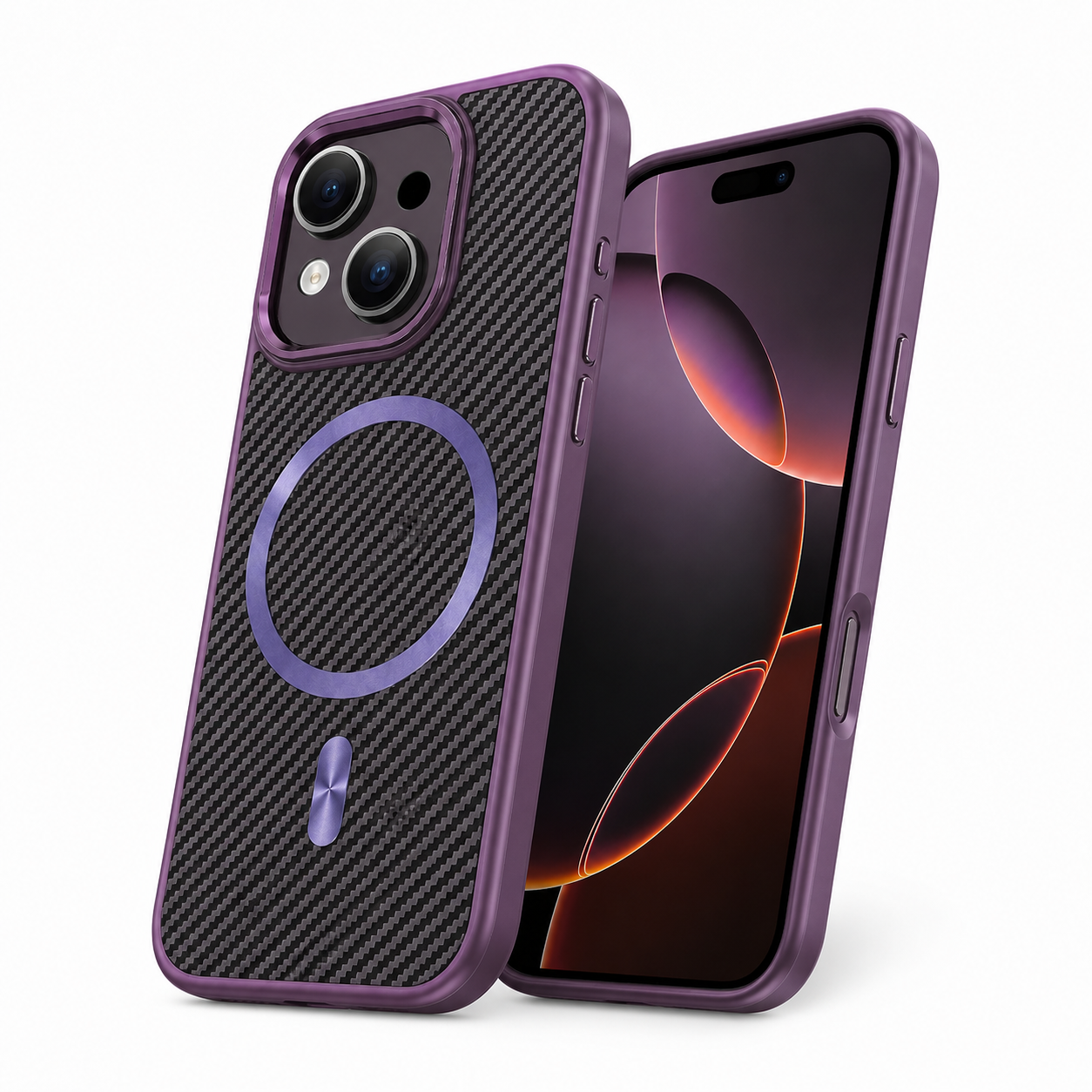 MagSafe Carbon Fiber Elite Case for Apple iPhone 15 - Purple