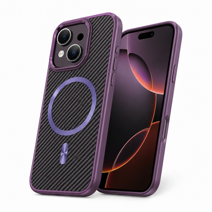 MagSafe Carbon Fiber Elite Case for Apple iPhone 15 - Purple