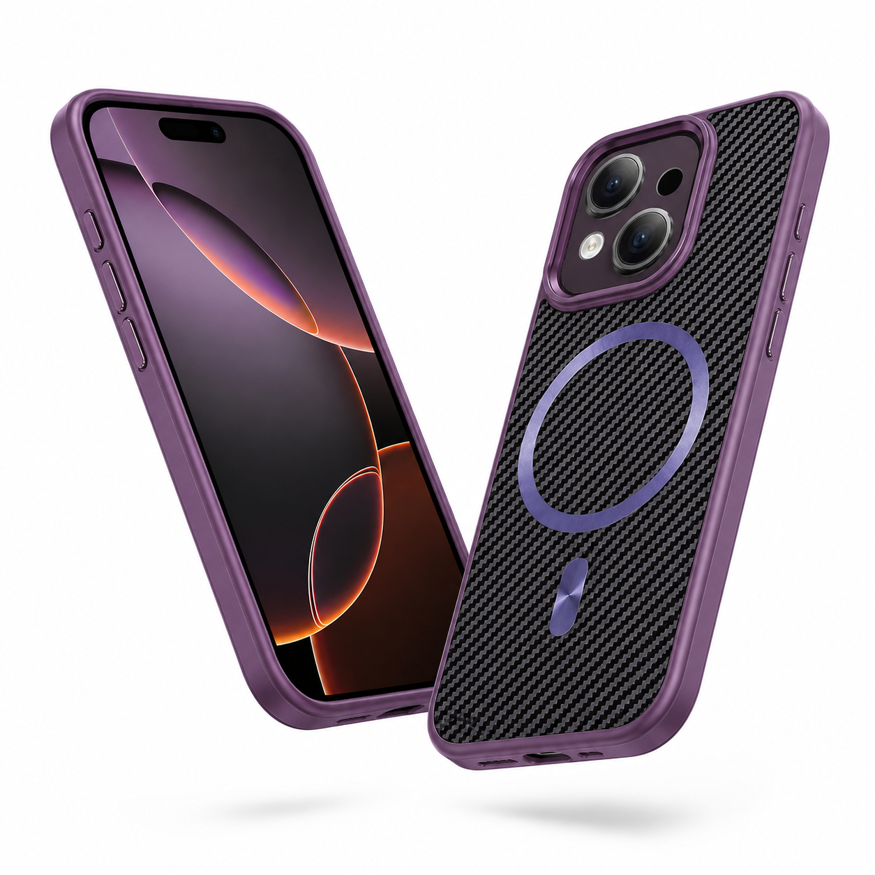MagSafe Carbon Fiber Elite Case for Apple iPhone 15 - Purple
