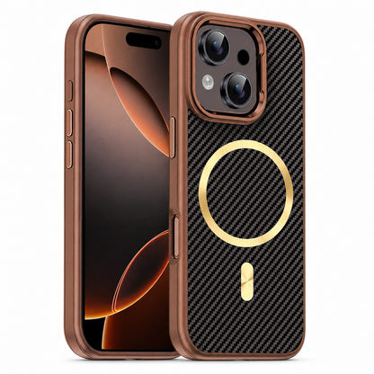 MagSafe Carbon Fiber Elite Case for Apple iPhone 15 - Brown