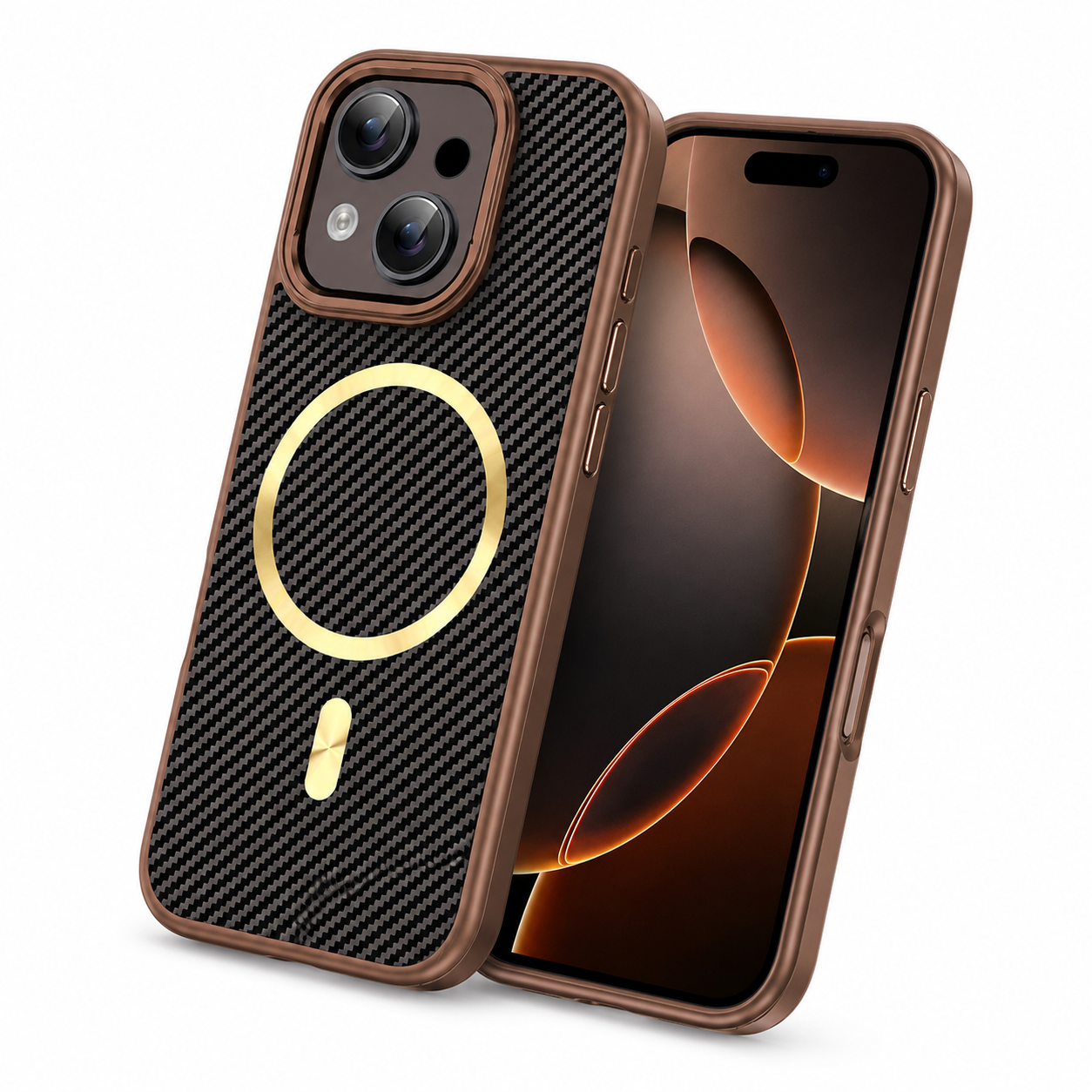 MagSafe Carbon Fiber Elite Case for Apple iPhone 15 - Brown