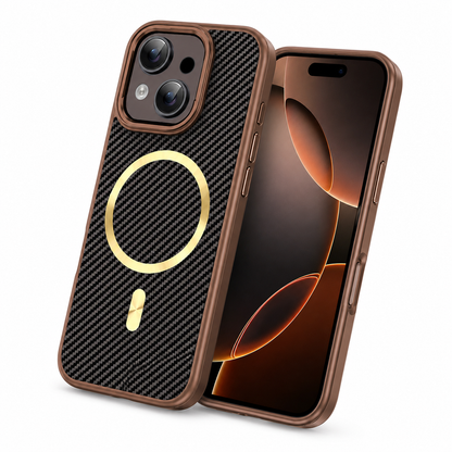 MagSafe Carbon Fiber Elite Case for Apple iPhone 15 - Brown