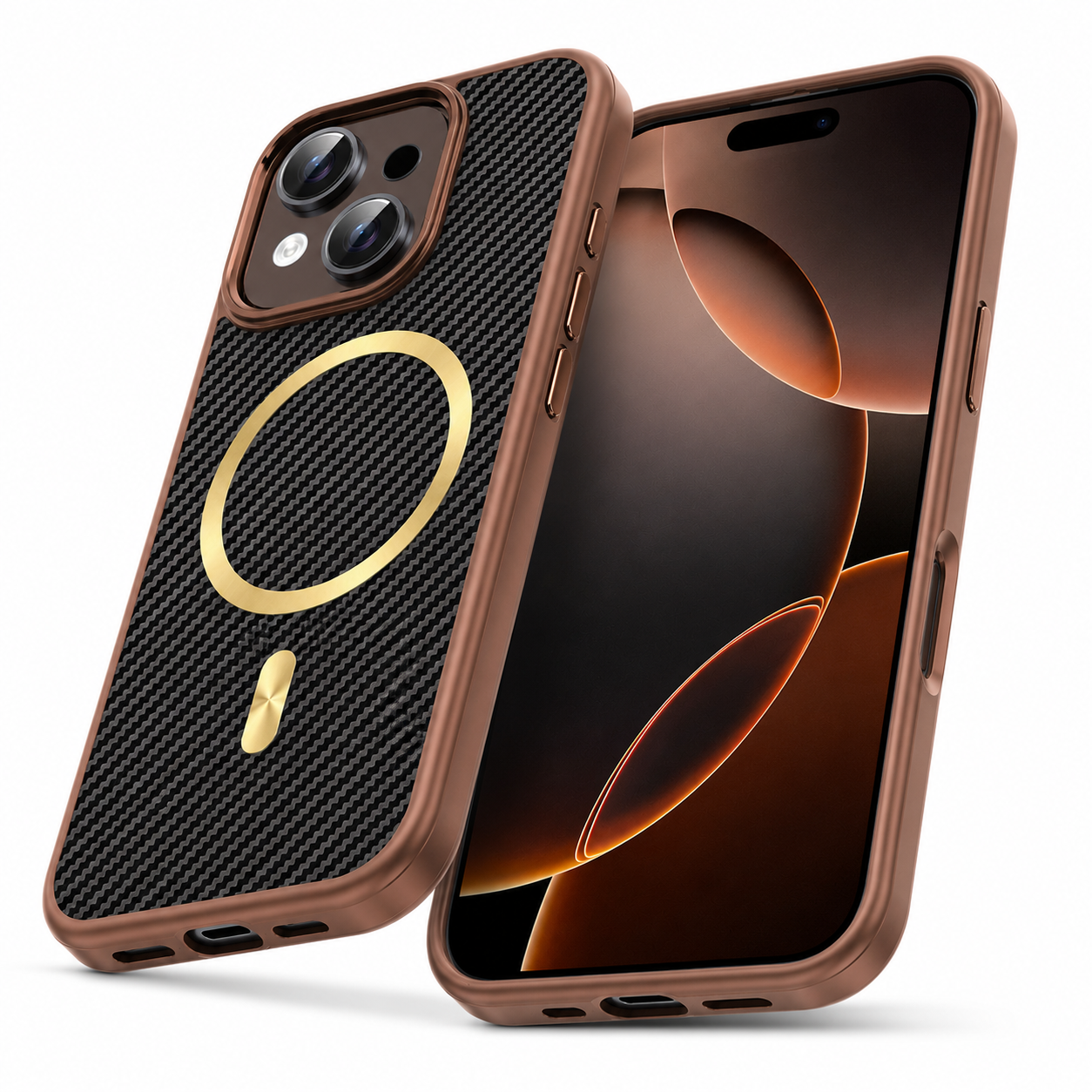 MagSafe Carbon Fiber Elite Case for Apple iPhone 15 - Brown