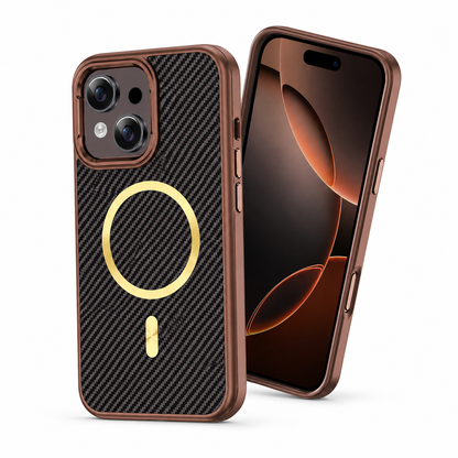 MagSafe Carbon Fiber Elite Case for Apple iPhone 15 - Brown
