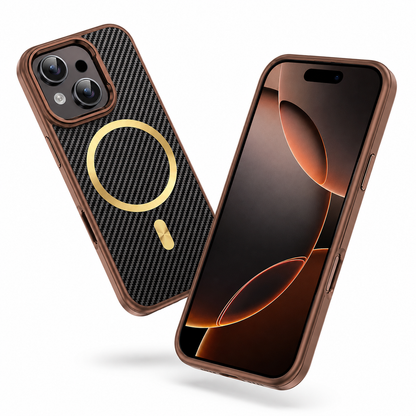 MagSafe Carbon Fiber Elite Case for Apple iPhone 15 - Brown