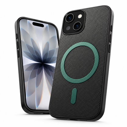 Textured MagSafe Case for iPhone 15 with secure grip and wireless charging compatible ring