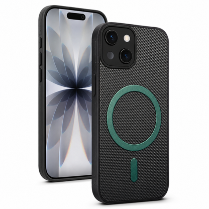 Protective Grip Weave iPhone 15 Case with MagSafe magnetic ring and raised camera protection