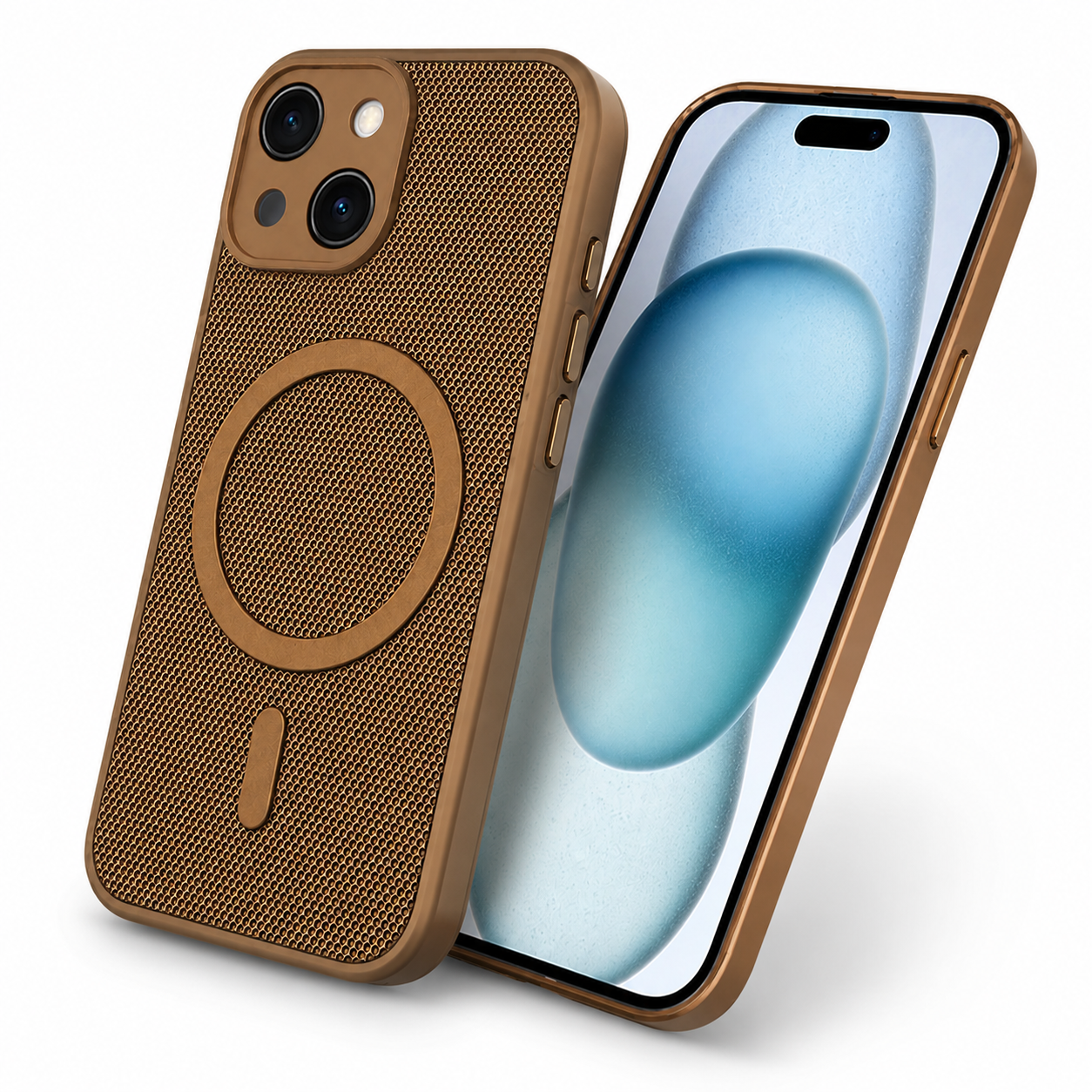 Premium MagSafe Grip Weave Phone Case for Apple iPhone 15 with slim textured protective design