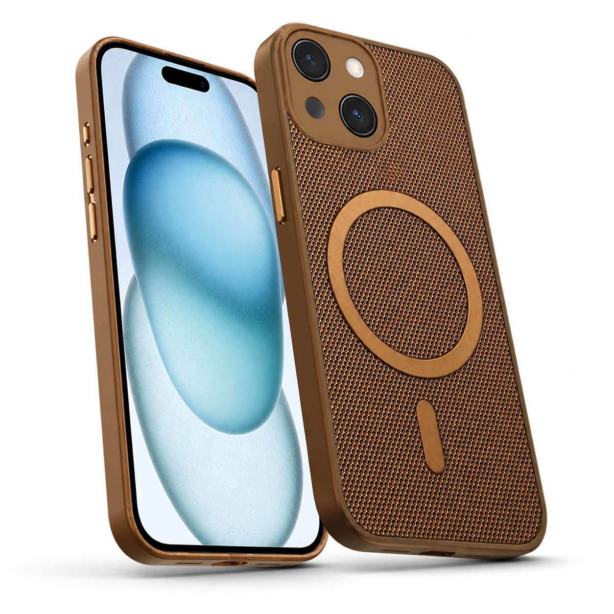 Textured MagSafe Case for iPhone 15 with secure grip and wireless charging compatible ring