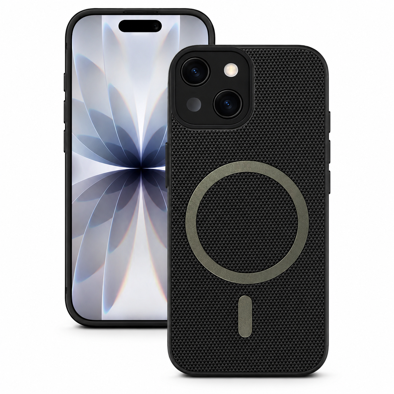 Premium MagSafe Grip Weave Phone Case for Apple iPhone 15 with slim textured protective design