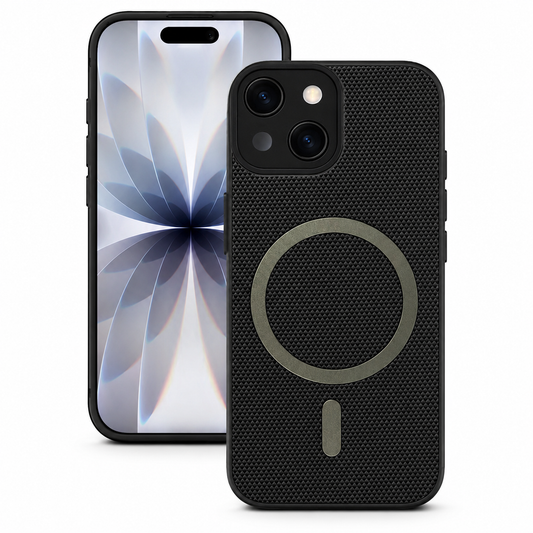 Premium MagSafe Grip Weave Phone Case for Apple iPhone 15 with slim textured protective design