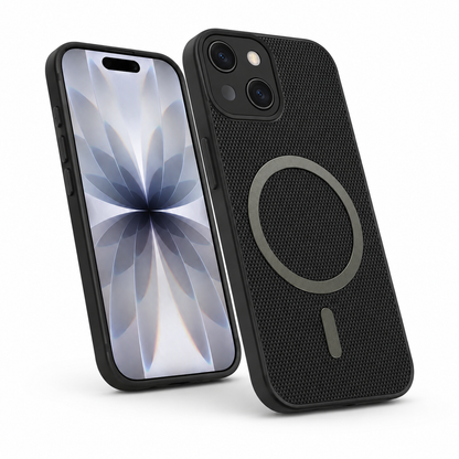 MagSafe Grip Weave Case for Apple iPhone 15 with textured protective back and magnetic ring