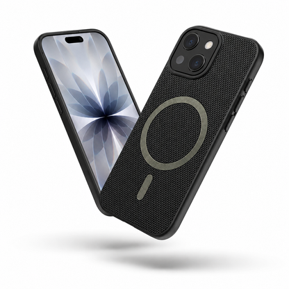 Textured MagSafe Case for iPhone 15 with secure grip and wireless charging compatible ring