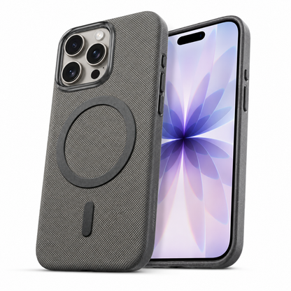 Textured MagSafe Fabric Case for Apple iPhone 15 - Grey