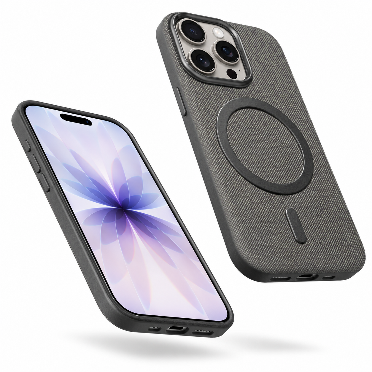 Textured MagSafe Fabric Case for Apple iPhone 15 - Grey
