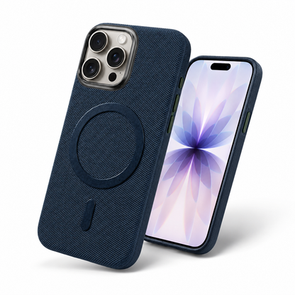 Textured MagSafe Fabric Case for Apple iPhone 15 - Dark Blue