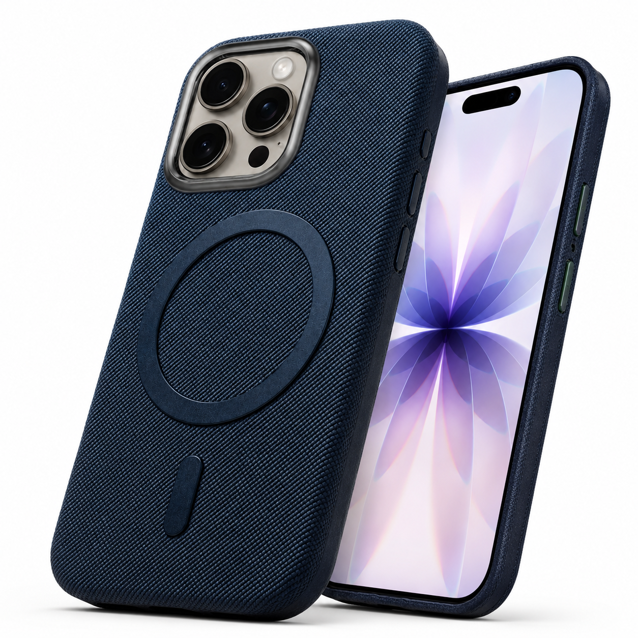 Textured MagSafe Fabric Case for Apple iPhone 15 - Dark Blue