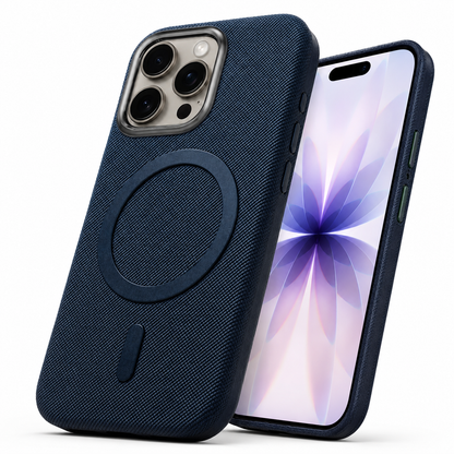 Textured MagSafe Fabric Case for Apple iPhone 15 - Dark Blue