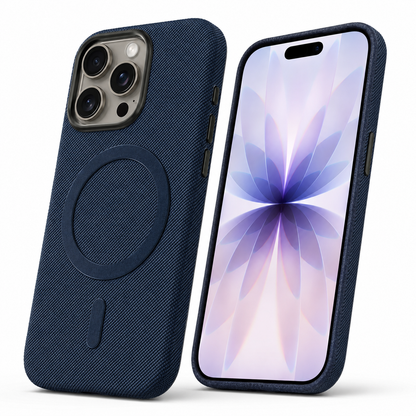 Textured MagSafe Fabric Case for Apple iPhone 15 - Dark Blue