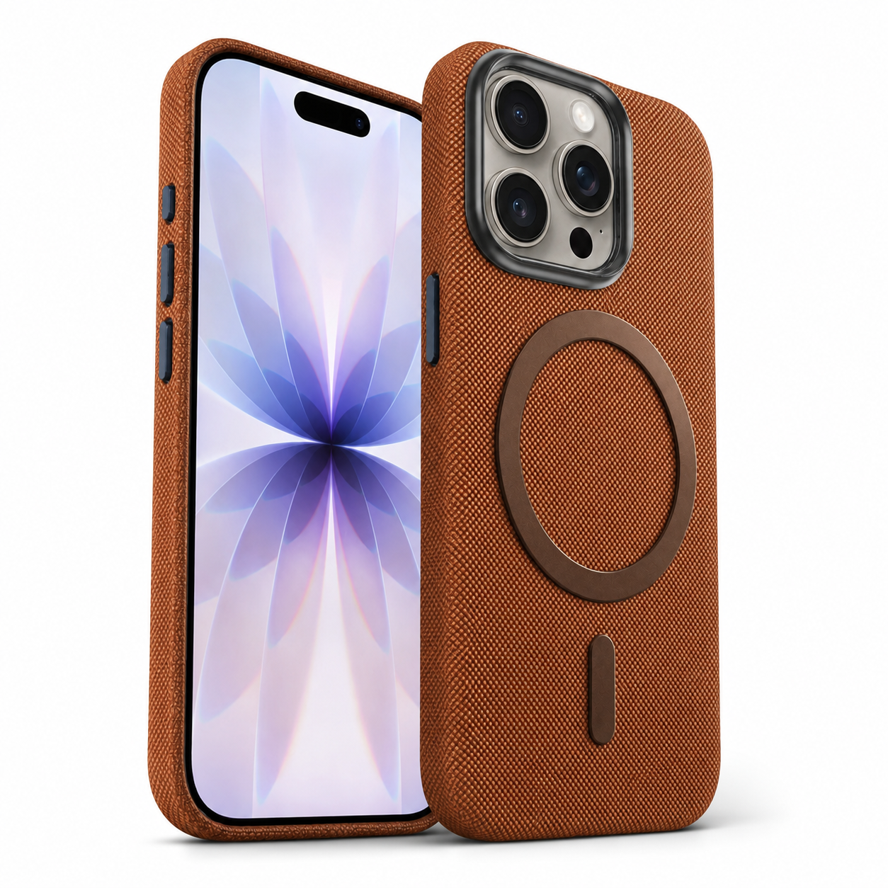 Textured MagSafe Fabric Case for Apple iPhone 15 - Brown