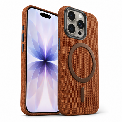 Textured MagSafe Fabric Case for Apple iPhone 15 - Brown