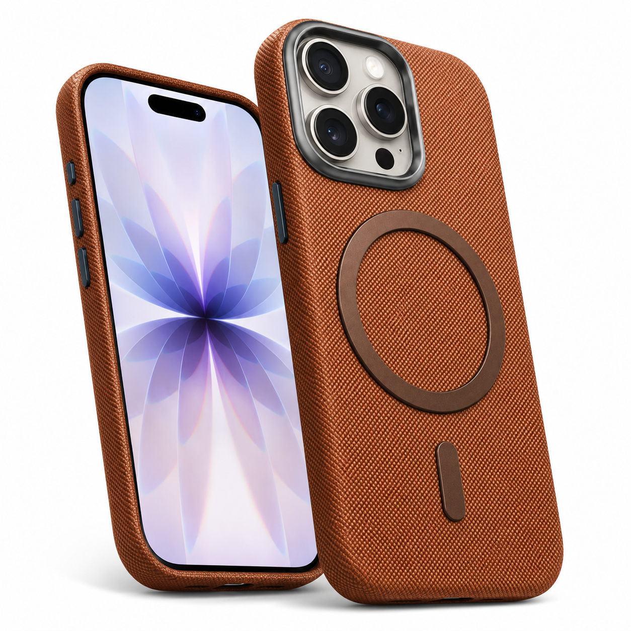 Textured MagSafe Fabric Case for Apple iPhone 15 - Brown