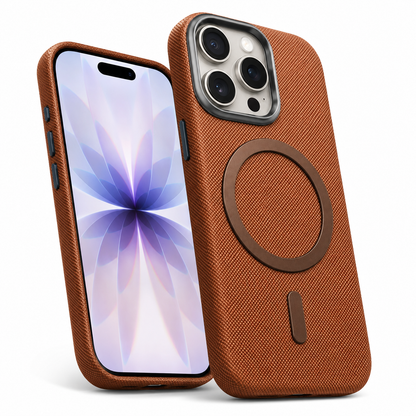 Textured MagSafe Fabric Case for Apple iPhone 15 - Brown