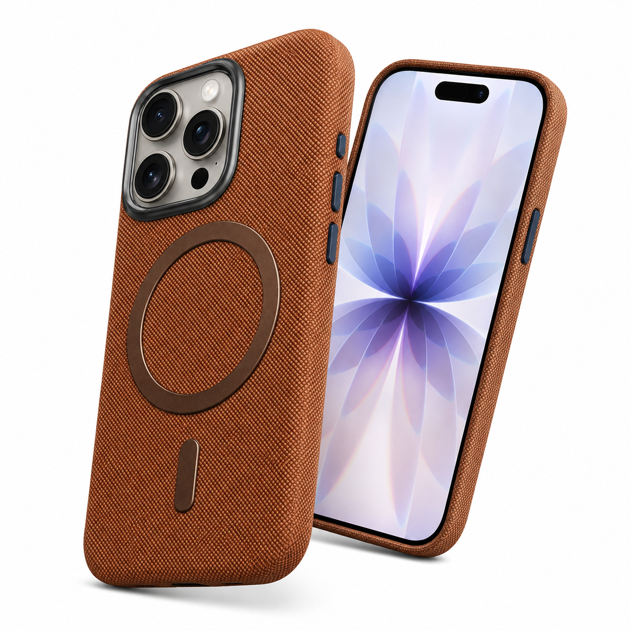 Textured MagSafe Fabric Case for Apple iPhone 15 - Brown