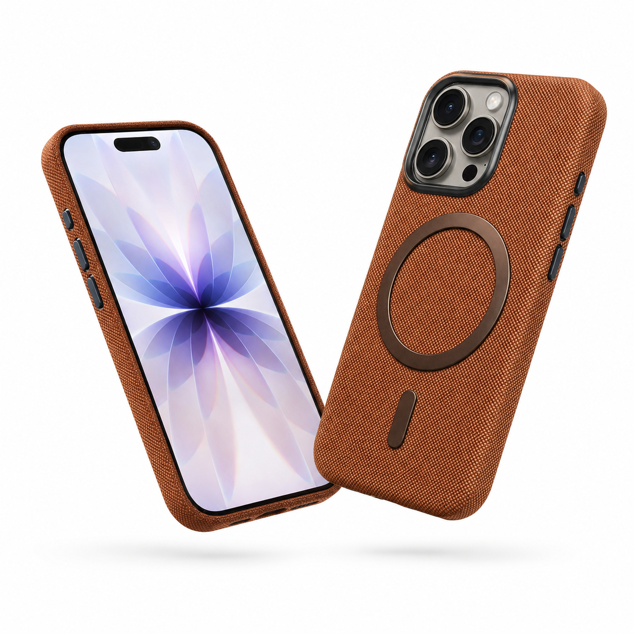 Textured MagSafe Fabric Case for Apple iPhone 15 - Brown