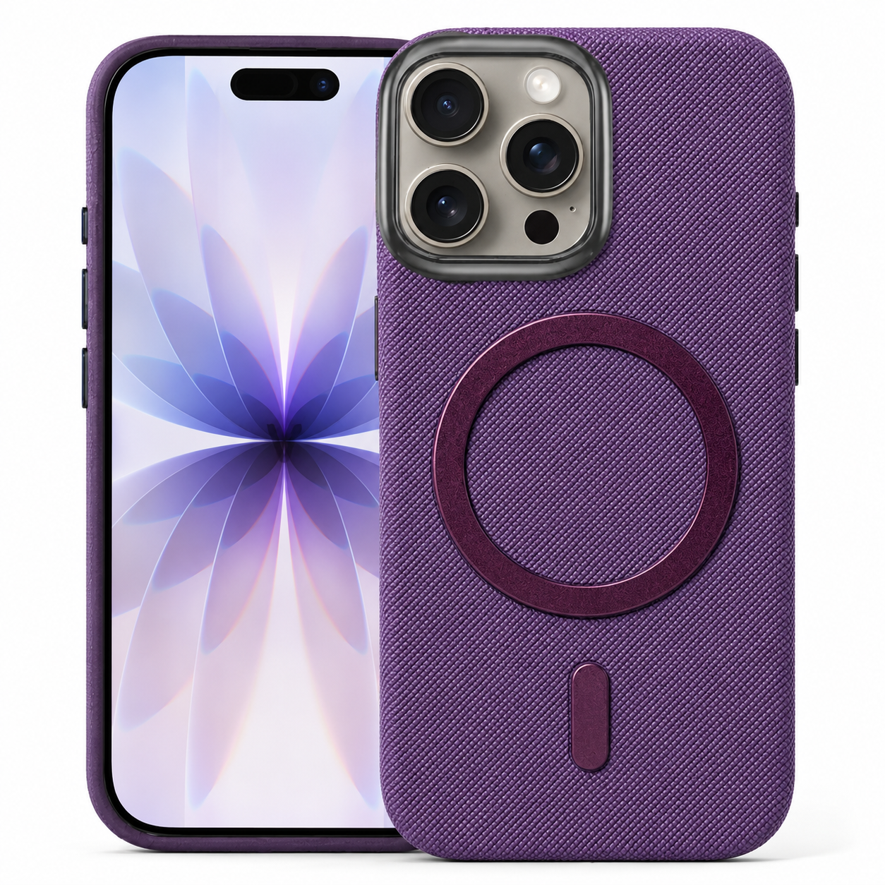Textured MagSafe Fabric Case for Apple iPhone 15 - Purple